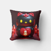 Coussin bougie romantique obscur Dark Kitty noir クッション (正面)