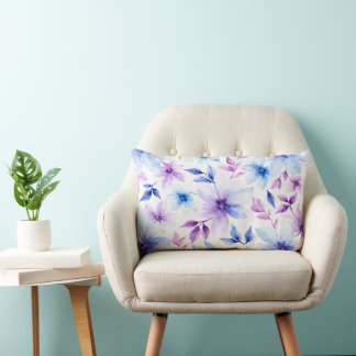 Coussin Carré Fleurs Pastel Aquarelle ランバークッション