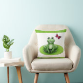 Coussin carré "Froggy la grenouille", vert pomme クッション (椅子)