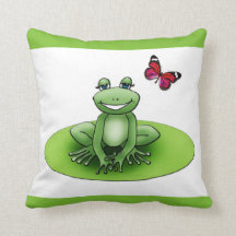 Coussin carré "Froggy la grenouille", vert pomme