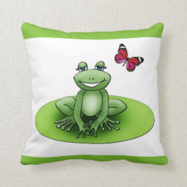 Coussin carré "Froggy la grenouille", vert pomme クッション
