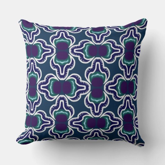 Coussin carré Jimette Design bleu et blanc クッション (正面)