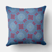 Coussin carré Jimette Design bleu rouge gris. クッション (裏面)