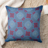 Coussin carré Jimette Design bleu rouge gris. クッション (ブランケット)