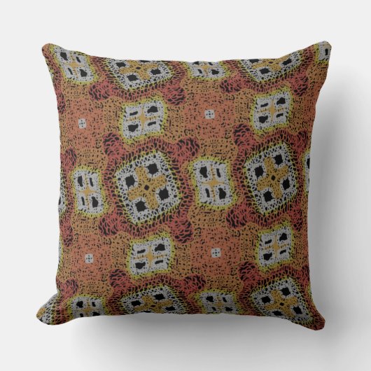 Coussin carré Jimette Design brun blanc tricot クッション (正面)