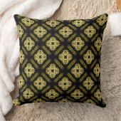 Coussin carré Jimette Design jaune sur noir. クッション (ブランケット)