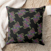 Coussin carré Jimette Design rose sur noir. クッション (ブランケット)