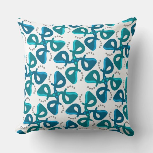 Coussin carré Jimette Design turquoise et blanc クッション (正面)