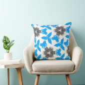 Coussin carré Jimette Design turquoise gris blanc クッション (椅子)