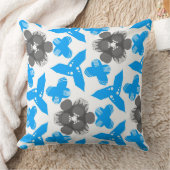 Coussin carré Jimette Design turquoise gris blanc クッション (ブランケット)