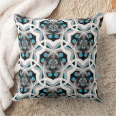 Coussin carré Jimette Design turquoise gris blanc クッション (ブランケット)