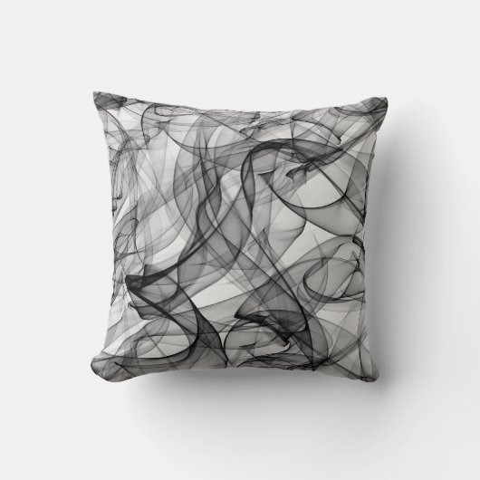Coussin Carré Lignes Fumée Noire クッション (正面)