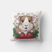 Coussin Cochon d'Inde Espiègle au Jardin de Fraise クッション (正面)