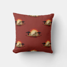 Coussin Coucher de soleil savane lion