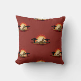 Coussin Coucher de soleil savane lion クッション