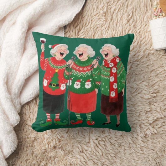 Coussin de Noël Festive pour Femmes – Pulls de Noë クッション (ブランケット)
