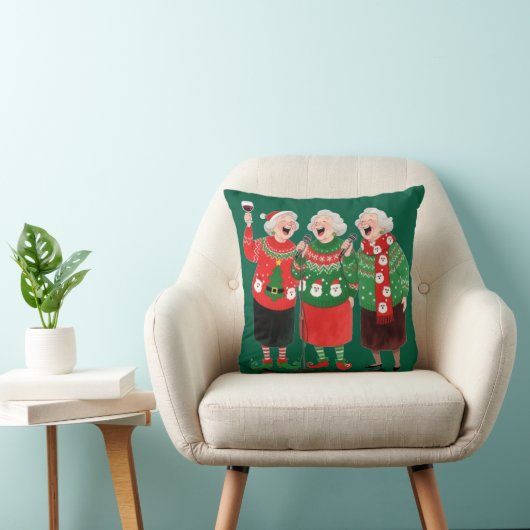 Coussin de Noël Festive pour Femmes – Pulls de Noë クッション (椅子)