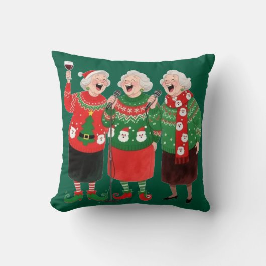 Coussin de Noël Festive pour Femmes – Pulls de Noë クッション (正面)