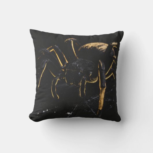 Coussin Décoratif Araignée Mystique Noir et Or クッション (正面)