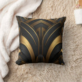 Coussin Décoratif Art Déco Noir et Or  クッション (ブランケット)