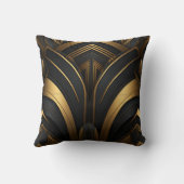 Coussin Décoratif Art Déco Noir et Or  クッション (裏面)