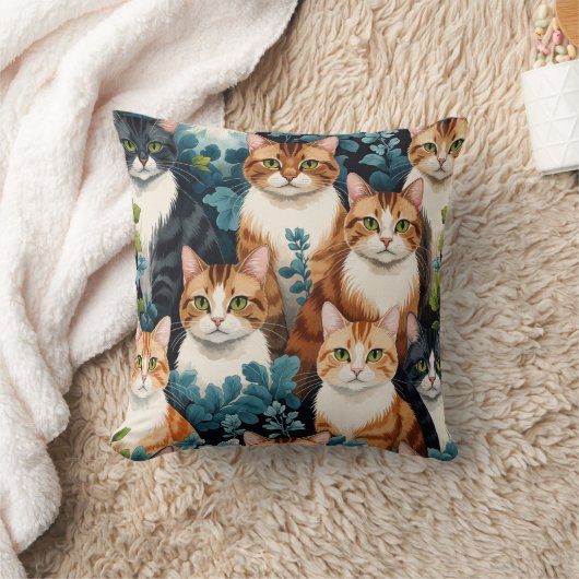  Coussin décoratif chat motif floral クッション (ブランケット)