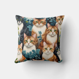 Coussin décoratif chat motif floral クッション