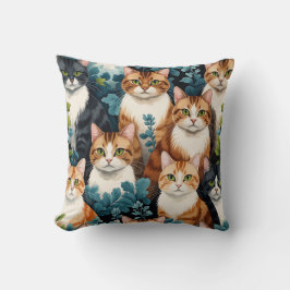  Coussin décoratif chat motif floral クッション