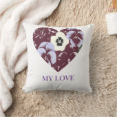 Coussin Décoratif Cœur de Violettes "MY LOVE" クッション (ブランケット)