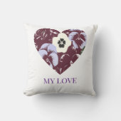 Coussin Décoratif Cœur de Violettes "MY LOVE" クッション (正面)