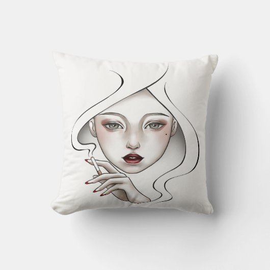 Coussin décoratif fille enfumée  クッション (正面)