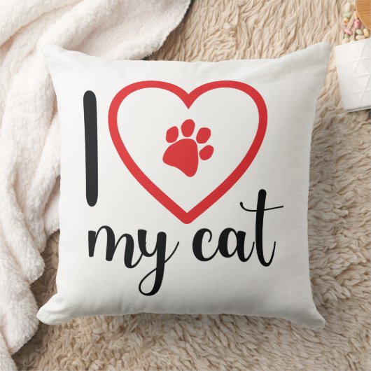 Coussin décoratif j'aime mon chat  クッション (ブランケット)