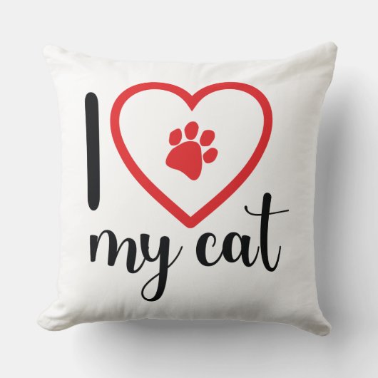 Coussin décoratif j'aime mon chat  クッション (正面)