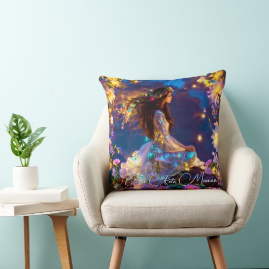 Coussin Déesse Intérieure fleurs brune クッション (椅子)