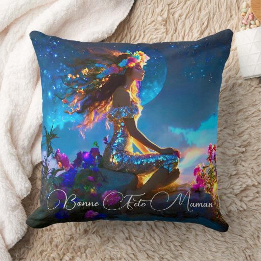 Coussin Déesse Intérieure paillette floral クッション (ブランケット)