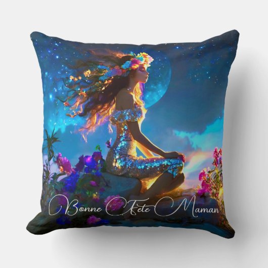 Coussin Déesse Intérieure paillette floral クッション (正面)