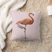 coussin flamant rose sur fond rose poudré クッション (ブランケット)