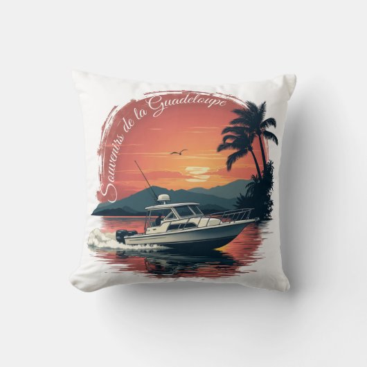 Coussin Guadeloupe Bateau Sunset | Pillow クッション (正面)