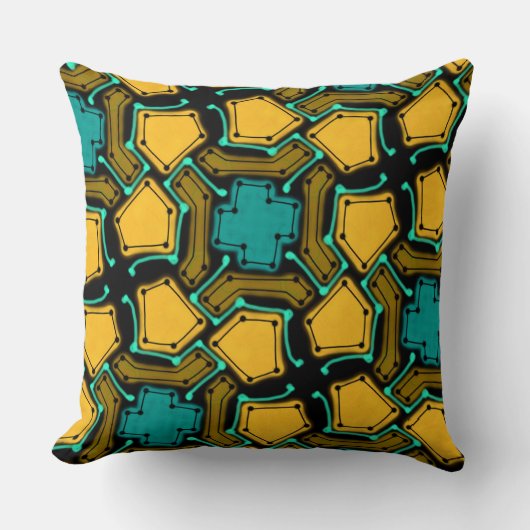 Coussin Jimette Design noir orange et turquoise クッション (正面)