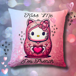 Coussin Kitty doll Kiss me I’m French pink glitter クッション