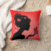 Coussin La femme papillons rouges クッション (ブランケット)