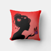 Coussin La femme papillons rouges クッション (正面)