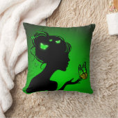 Coussin La femme papillons verts クッション (ブランケット)