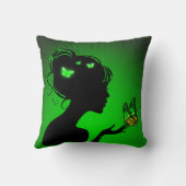 Coussin La femme papillons verts クッション (裏面)