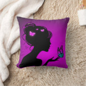 Coussin La femme papillons violets クッション (ブランケット)