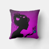 Coussin La femme papillons violets クッション (裏面)