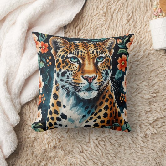 Coussin léopard floral vintage クッション (ブランケット)