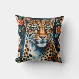 Coussin léopard floral vintage クッション