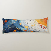 Coussin long Abstrait Vagues Bleu et Orange ボディピロー (裏面)