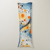 Coussin long Abstrait Vagues Bleu et Orange ボディピロー (正面縦)